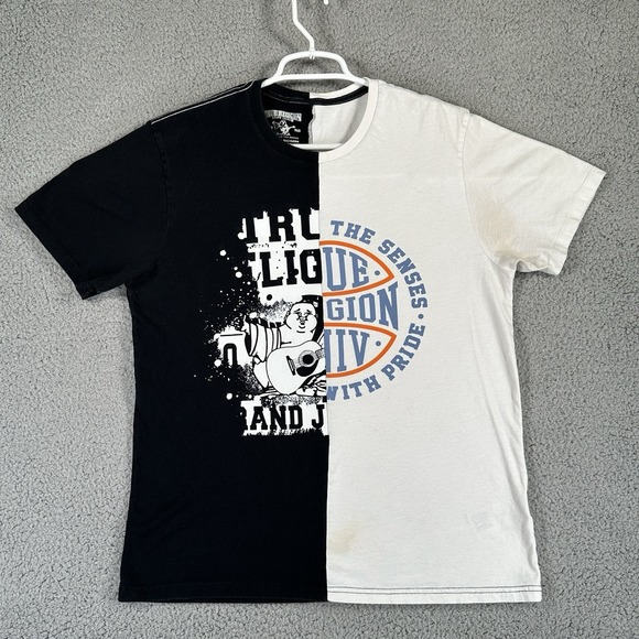 True Religion Men's Size Large White Black Buddha Graphic‎ T-Shirt - Picture 1 of 10